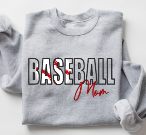 Embroidered baseball mom crewneck