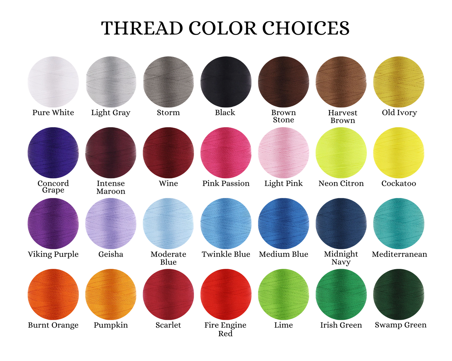 Thread color chart