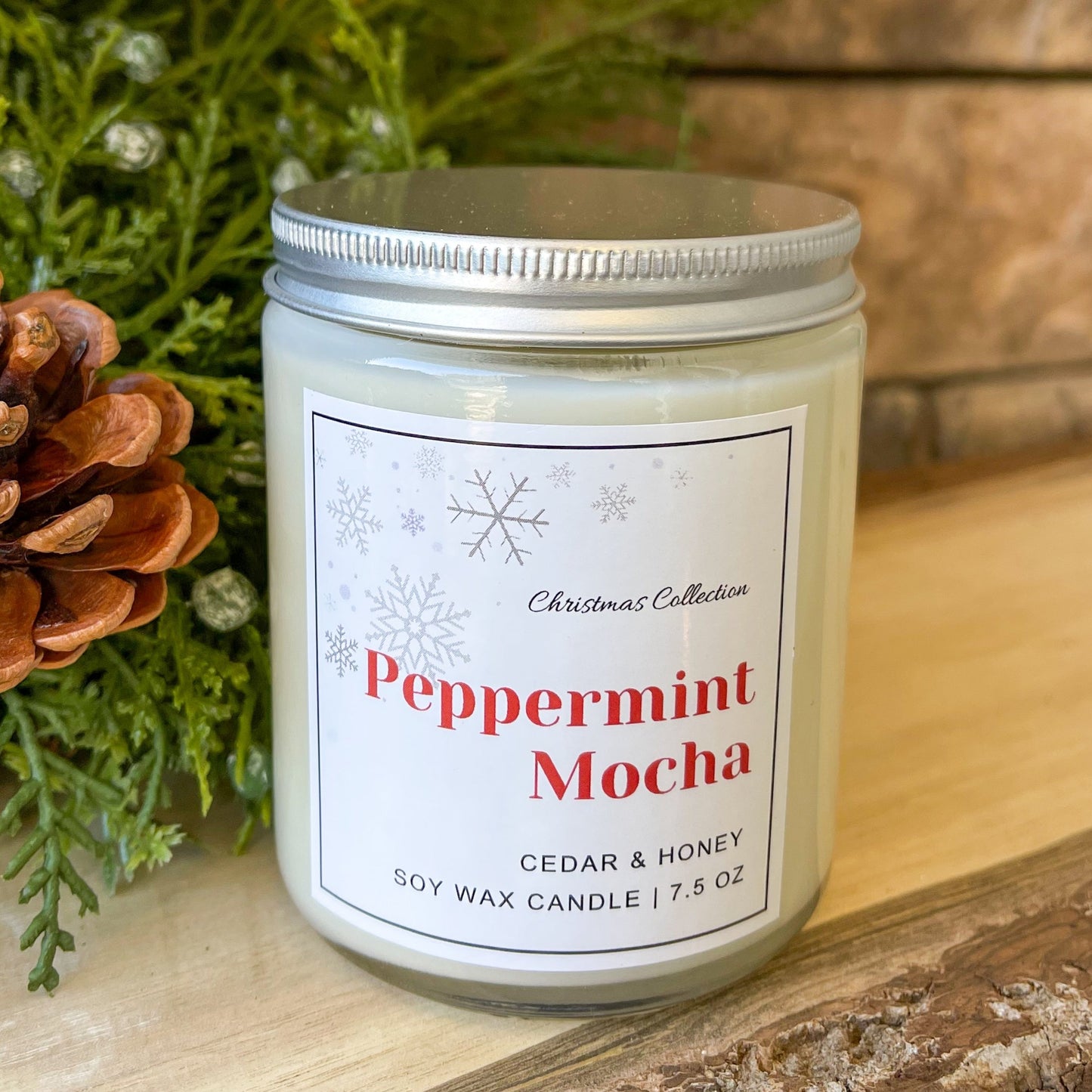 Peppermint Mocha scented soy jar candle