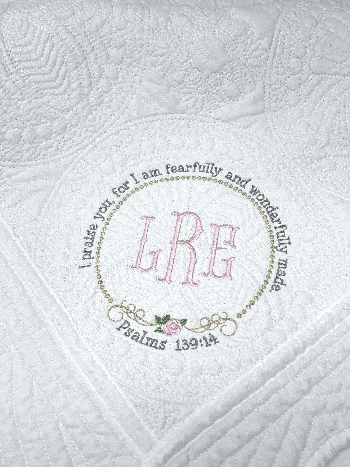 embroidered baby quilt