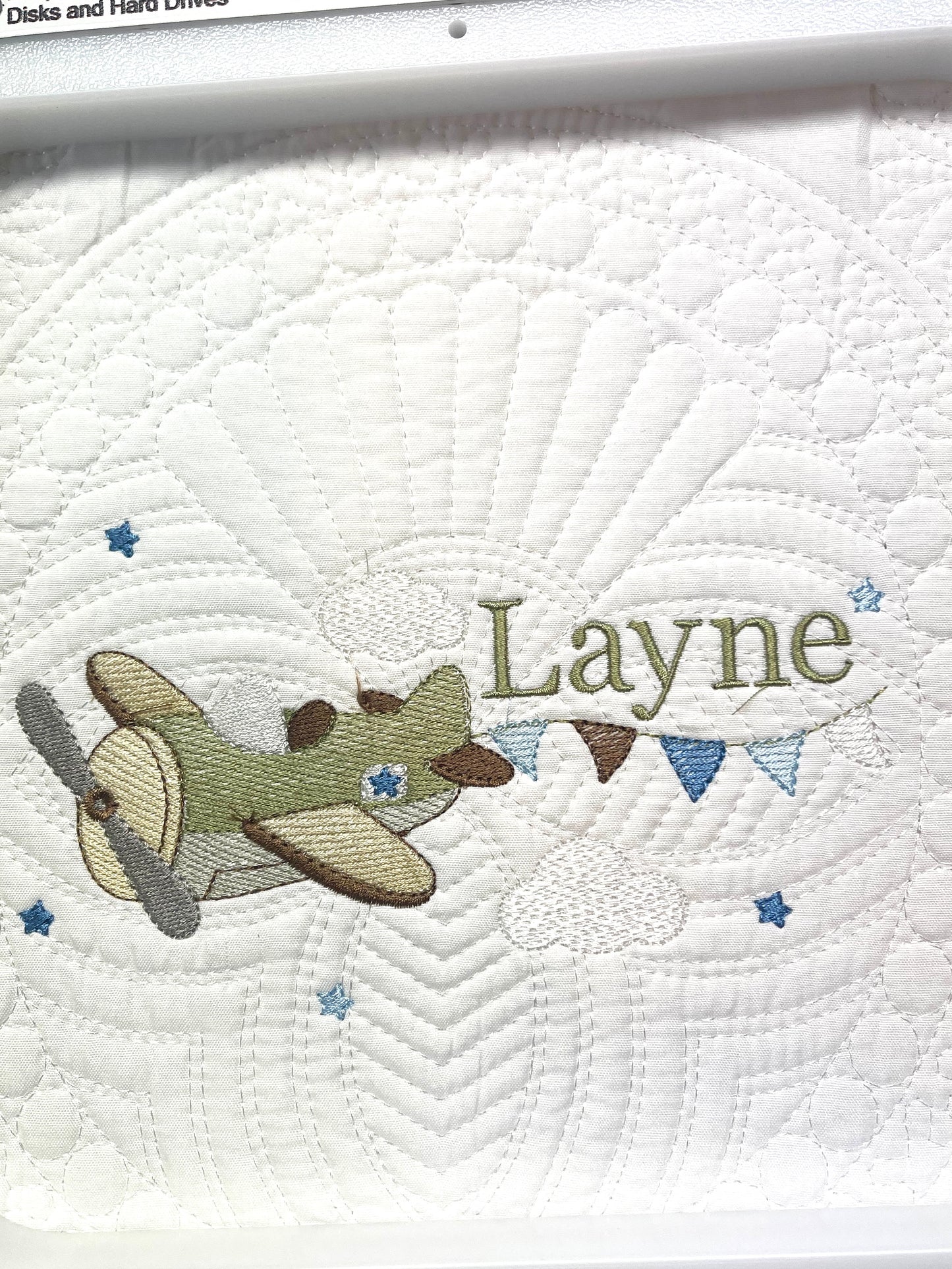 Embroidered Baby Blanket with Plane