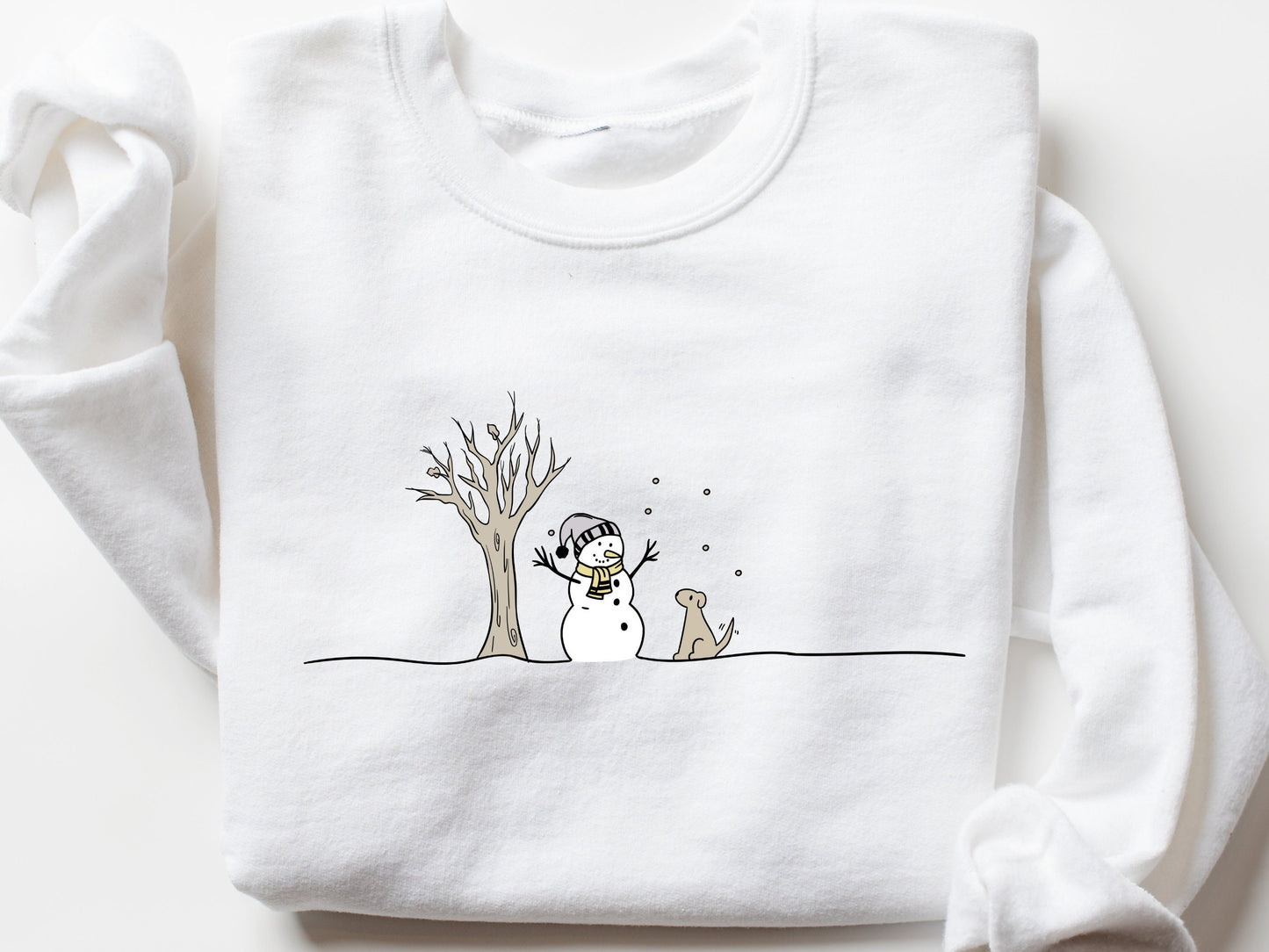 Snowman and Dog Crewneck Sweatshirt