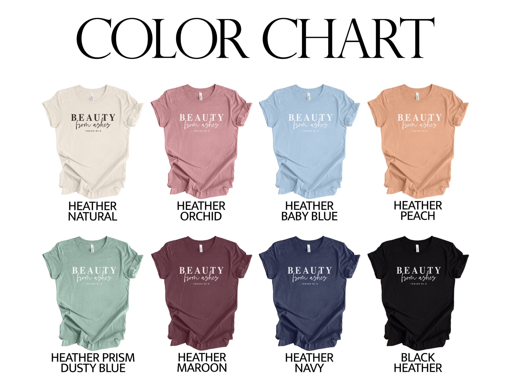 color chart for shirts